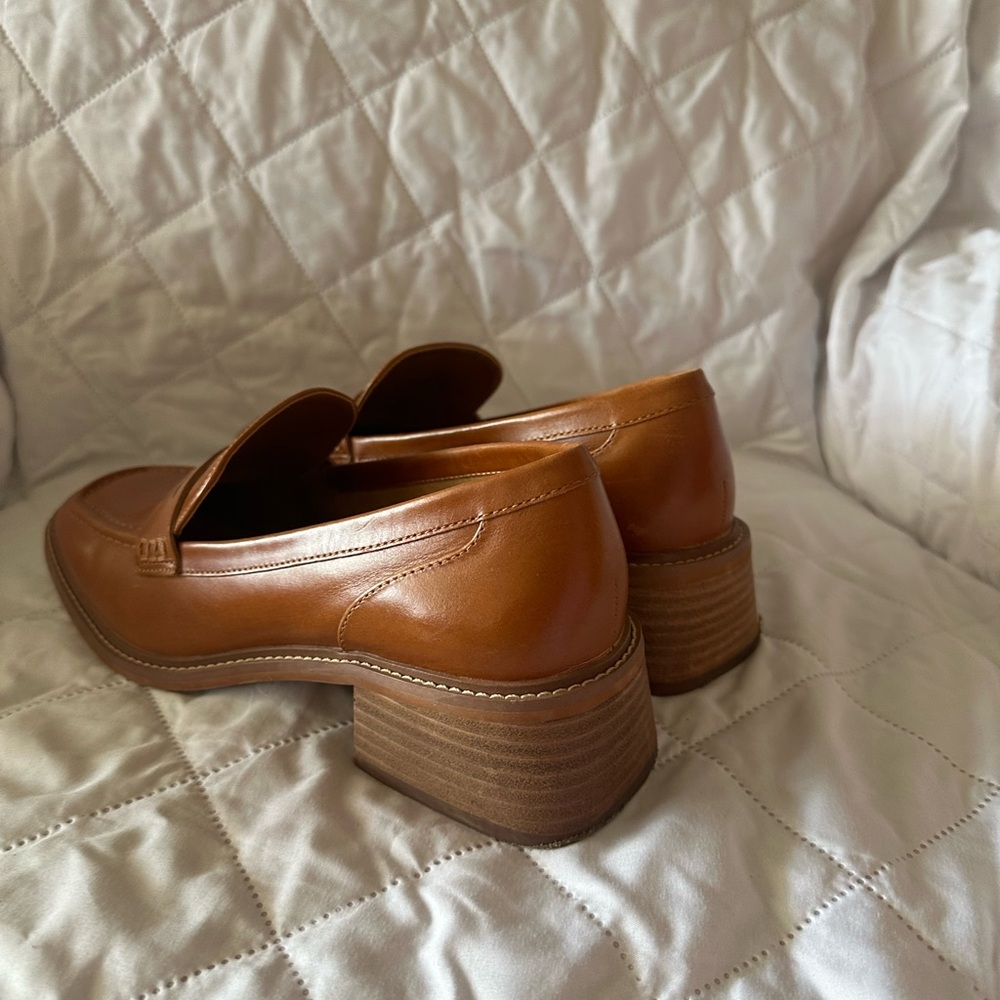 Vince Camuto Women's Tan Leather Penny Loafers - Picture 2 of 4